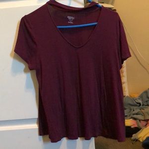 New V-neck Collared Maroon T-shirt